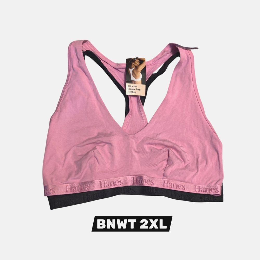 BNWT 2-PACK Hanes Women's Light Pink and Black Sports Bras